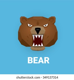 vector cartoon bear. grizzle icon. bear muzzle