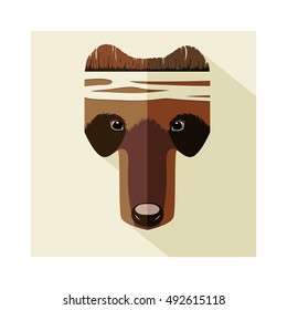 Vector cartoon bear head. Colored bear icon with long shadow for logo, web site design, app, UI. Animal illustration for posters, greeting cards, book cover, flyers, banner, web, game designs.