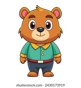 Vector of cartoon bear illustration on white