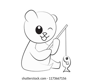 Vector cartoon bear  Isolated On White Background