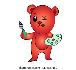 Vector cartoon bear  Isolated On White Background