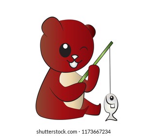 Vector cartoon bear  Isolated On White Background
