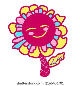 vector cartoon beautiful flower with pink color