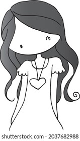 vector cartoon beautiful girl with toys heart shape