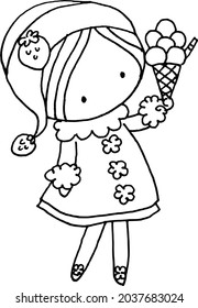 vector cartoon beautiful girl with toys heart shape