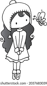 vector cartoon beautiful girl with toys heart shape