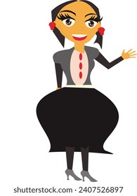 vector cartoon of beautiful woman dressed in official formal style