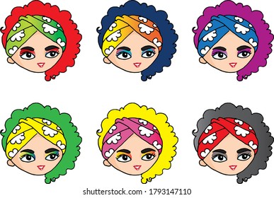 CONJUNTO DE CARICATURA DE LA BELLEZA DEL VECTOR