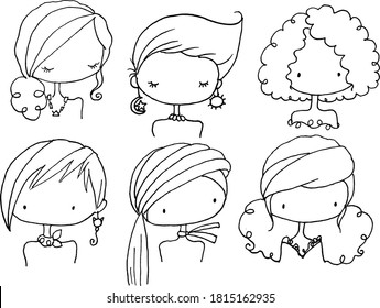 vector cartoon beauty hairstyle set
