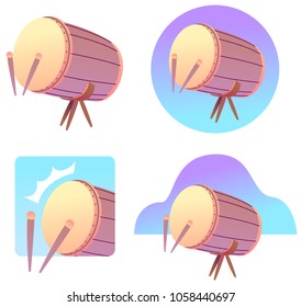 Vector Cartoon of "Bedug". A Drum for Muslim to Mention when prayer times comes . Vector for Ramadan Kareem Arabian Muslim Eid El Fitr. For icon stock, magazine, cover, poster, banner, explainer video