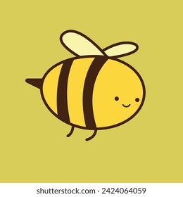 The vector cartoon bee illustration portrays a cute insect with bright colors and captivating details. Its cheerful expression and modern vector details make it suitable for children's books, creative