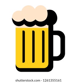 Vector Cartoon Beer Glass Icon Isolated On White Background