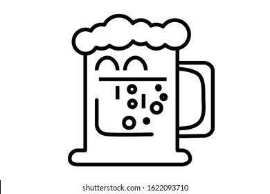 Vector Cartoon Beer Glass Icon Isolated On White Background