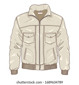 Vector Cartoon Beige Lather Mens Jacket