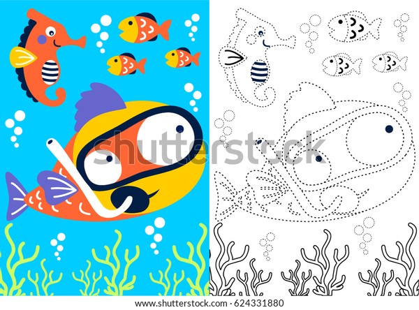Vector Cartoon Big Fish Little Friends Stock Vector (Royalty Free ...
