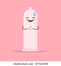 Vector cartoon  big size condom illustration.  Comic design concept