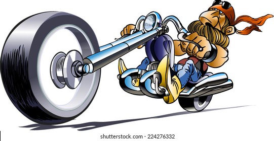 Vector Cartoon biker in bandana 