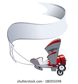 Vector Cartoon Biplane with banner. 