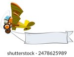 Vector Cartoon Biplane with banner. Available EPS-10 vector format separated by groups and layers for easy edit