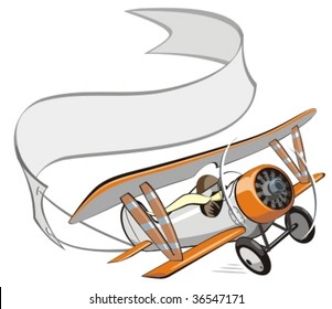 Vector cartoon biplane with banner. More vector airplanes see in my portfolio