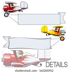 Vector Cartoon Biplane with Bunner