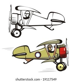 Vector cartoon biplane. More cartoon airplanes illustrations see in my portfolio