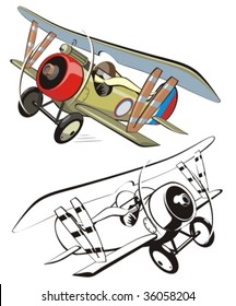 Vector cartoon biplane. More vector airplanes see in my portfolio.