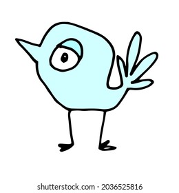 Vector Cartoon Bird Blue Color Funny Stock Vector (Royalty Free ...