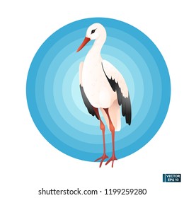 Vector cartoon bird stork icon. for your design.
