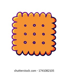 Vector cartoon biscuit, cookie, salty cracker isolated on a white background. Square cookie icons or logo for bakery, pastry or cake shop, confectionery, cafe, bakery house.
