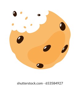 Vector cartoon bitten chocolate cookie