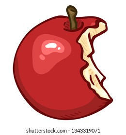 Vector Cartoon Bitten Red Apple