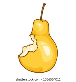 Vector Cartoon Bitten Yellow Pear