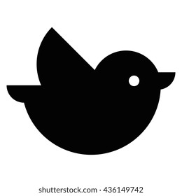 Vector Cartoon Black Bird Flying Icon Isolated 