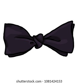 Vector Cartoon Black Butterfly Bow Tie. Vintage Fashion Accessory