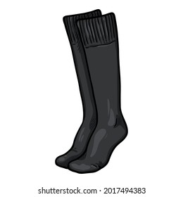 Vector Cartoon Black High Socks Illustration