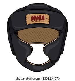 Vector Cartoon Black Training Helmet for Mixed Martial Arts