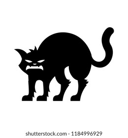 Vector Cartoon Black And White Cat Icon Isolated