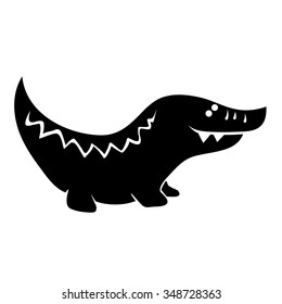 Vector cartoon black and white cute crocodile isolated on white background. 