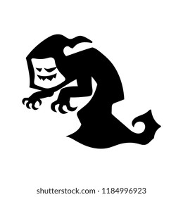 Vector Cartoon Black And White Ghoul Icon Isolated