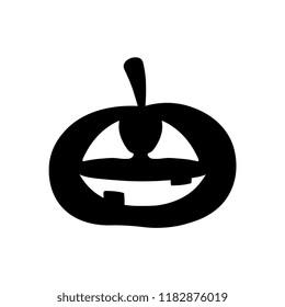 Vector Cartoon Black And White Pumpkin Icon Isolated