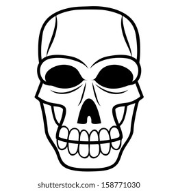 Vector Cartoon Black And White Skull Icon