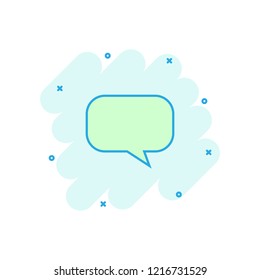 Vector cartoon blank empty speech bubble icon in comic style. Dialogue box illustration pictogram. Speech message splash effect concept.