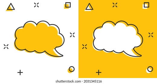 Vector cartoon blank empty speech bubble icon in comic style. Dialogue box illustration pictogram. Speech message splash effect concept.