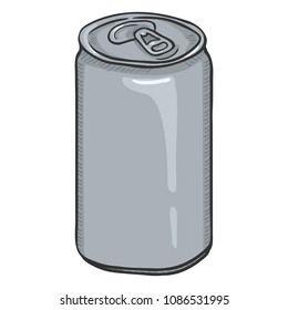Vector Cartoon Blank Gray Beer Can on Isolated White Background