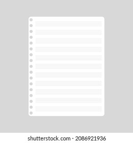 Vector cartoon blank sheets of musical notebook. Back to school