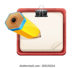 Vector Cartoon Blank Sheets of Paper and Pencil