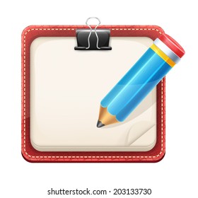 Vector Cartoon Blank Sheets of Paper and Pencil