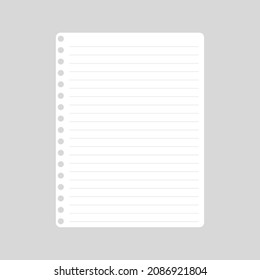 Vector Cartoon Blank Sheets Of Ruled Notebook. Back To School