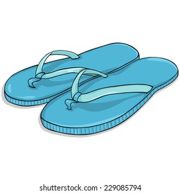 Vector Cartoon Blue Beach Slippers